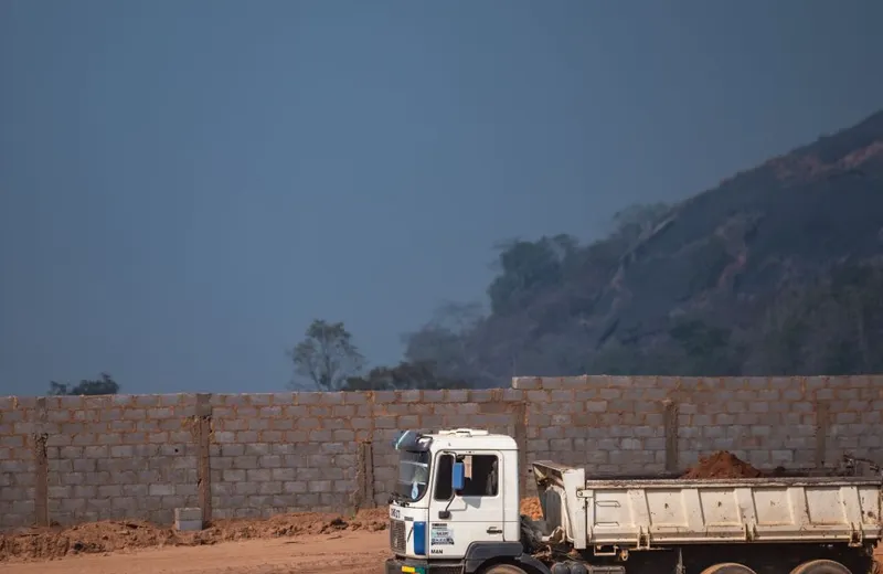 Tipper truck at a construction site